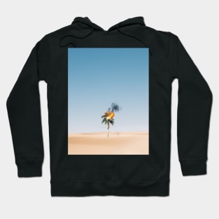 Palm Tree on Brown Sand Under Blue Sky - Aesthetic Hoodie